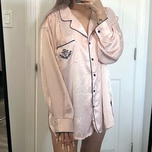 Morgan Taylor pink button up sleepwear